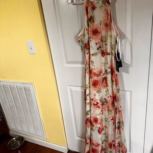 Lulu's Floral Maxi Dress - Pink and Green